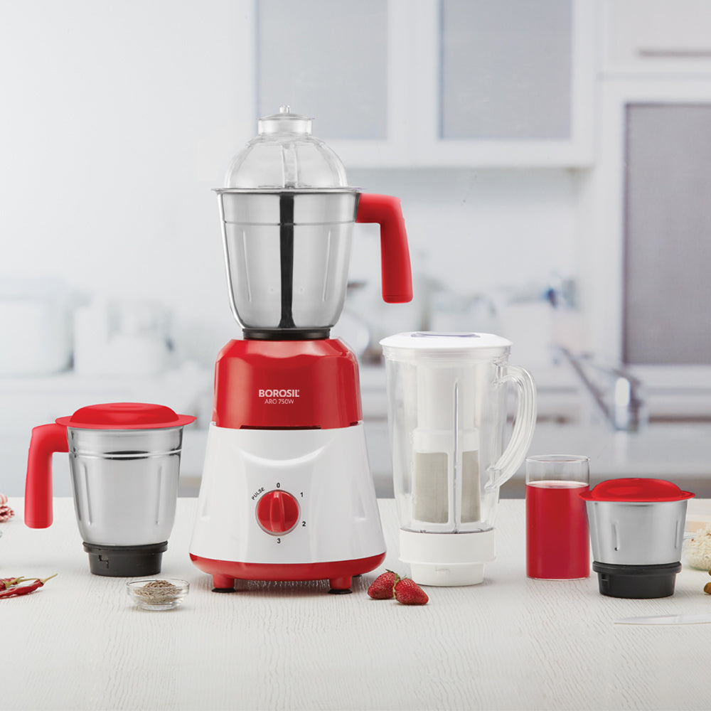 My Borosil Mixer Grinders Aro 4 Jar Mixer Grinder - Red