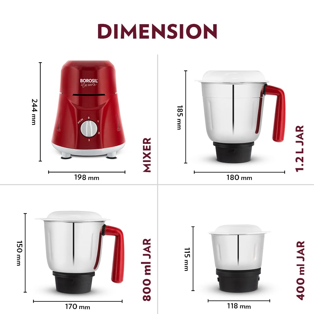 My Borosil Mixer Grinders Star Mixer Grinder - Maroon