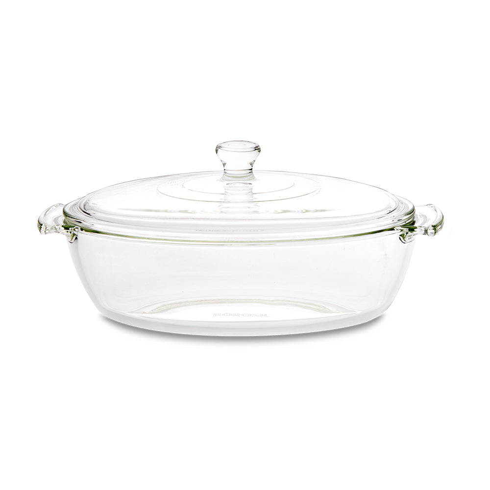 My Borosil Glass Casseroles 1.3 L Deep Oval Casserole w Knob Lid