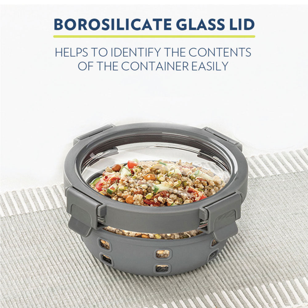 My Borosil Glass Containers Klip n Store Plus Round Glass Container