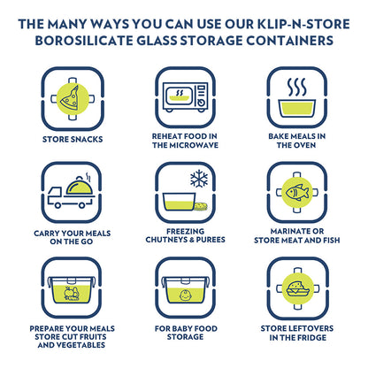 My Borosil Glass Lunchboxes 320 ml x 2 (+) 240 ml Teal Glass Lunchbox, Set of 3