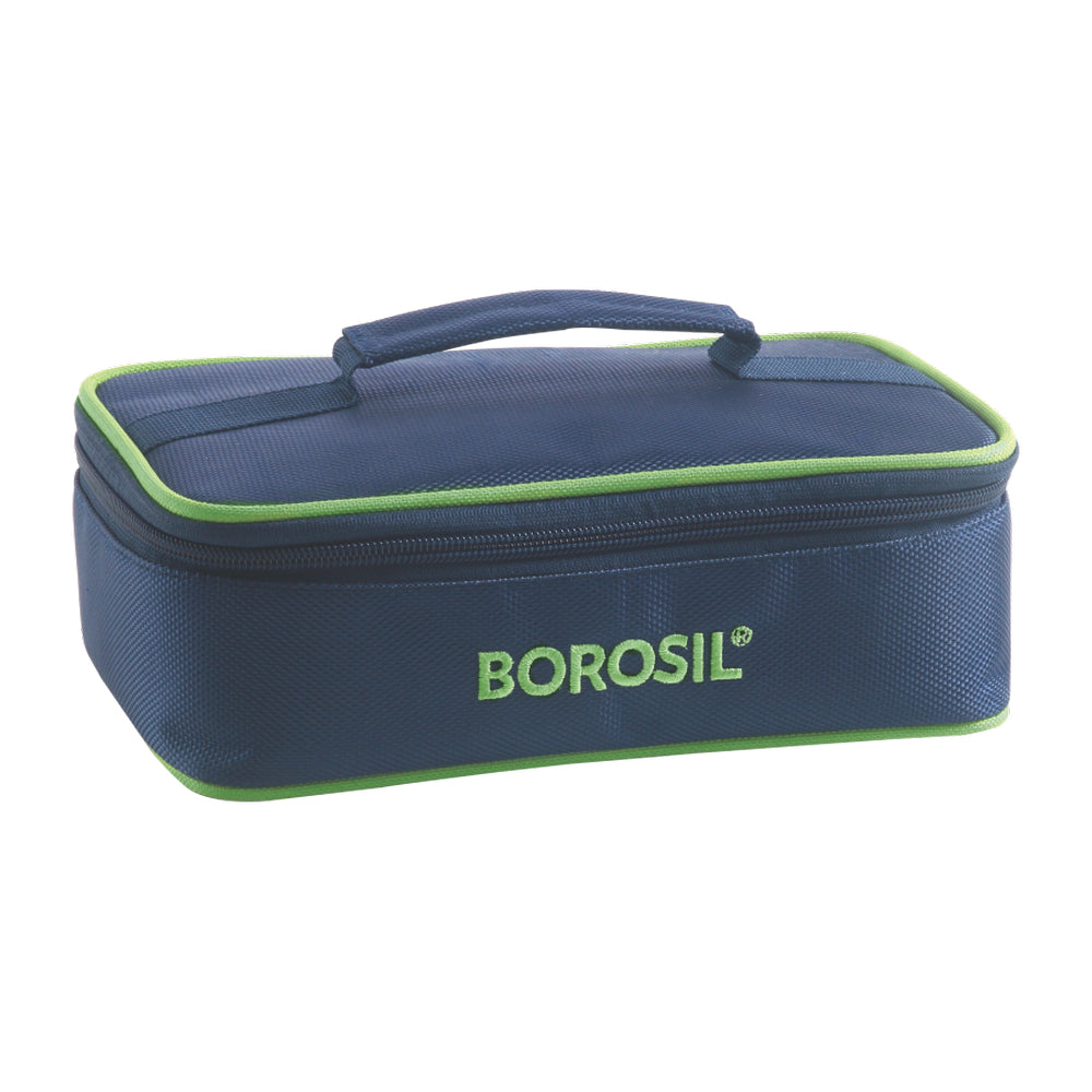 My Borosil Glass Lunchboxes 320 ml x 2 Blue Glass Lunchbox, Square x 2 (Flat)