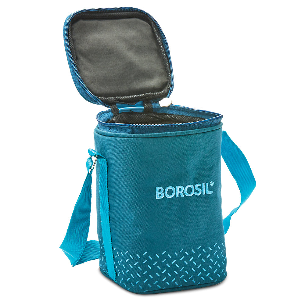 My Borosil Glass Lunchboxes 320 ml x 3 Teal Glass Lunchbox, Square x 3