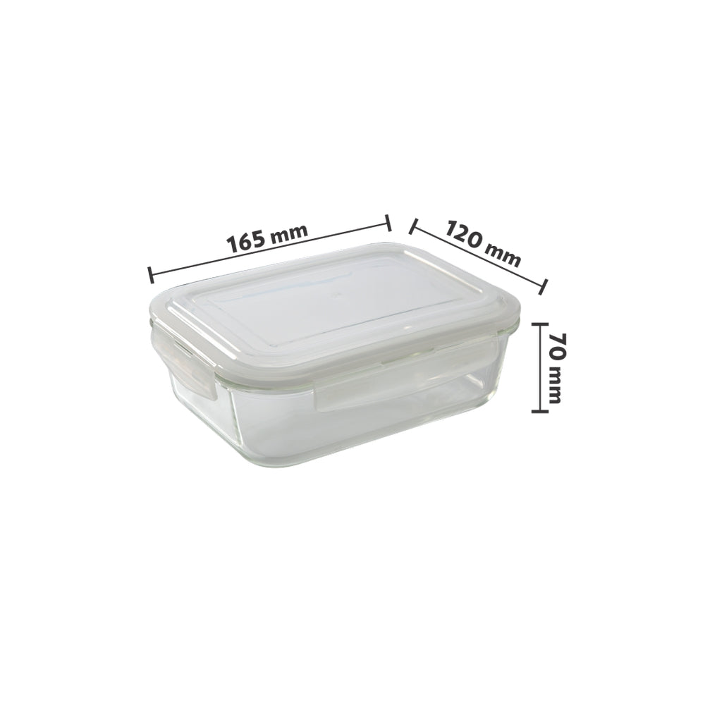 My Borosil Glass Lunchboxes 370 ml + 370 ml Blue Glass Lunchbox, Rectangular x 3