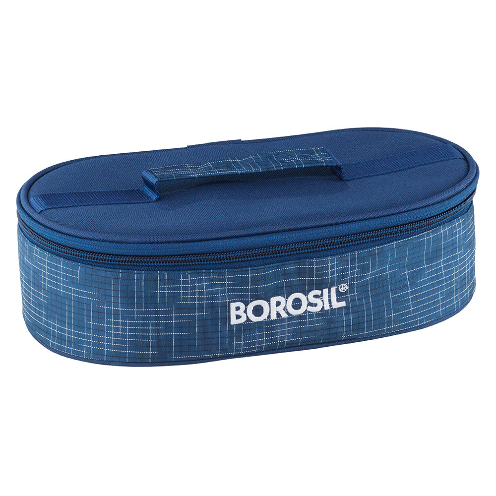 My Borosil Glass Lunchboxes 400 ml x 2 Indigo Glass Lunchbox, Round x 2 (Flat Bag)