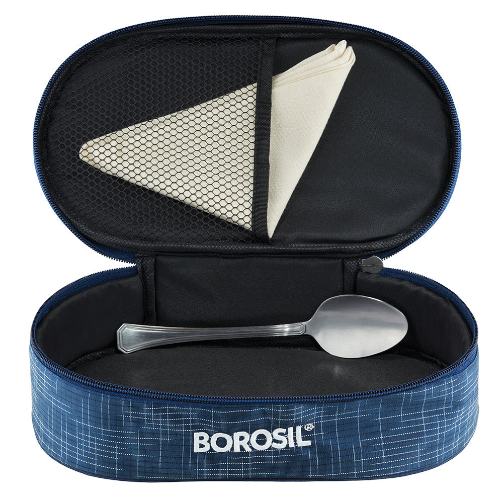 My Borosil Glass Lunchboxes 400 ml x 2 Indigo Glass Lunchbox, Round x 2 (Flat Bag)