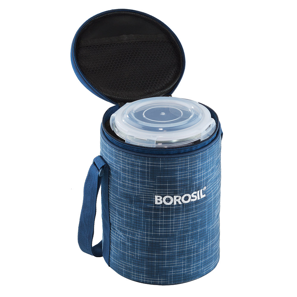 My Borosil Glass Lunchboxes 400 ml x 3 Indigo Glass Lunch Box, 3 Round