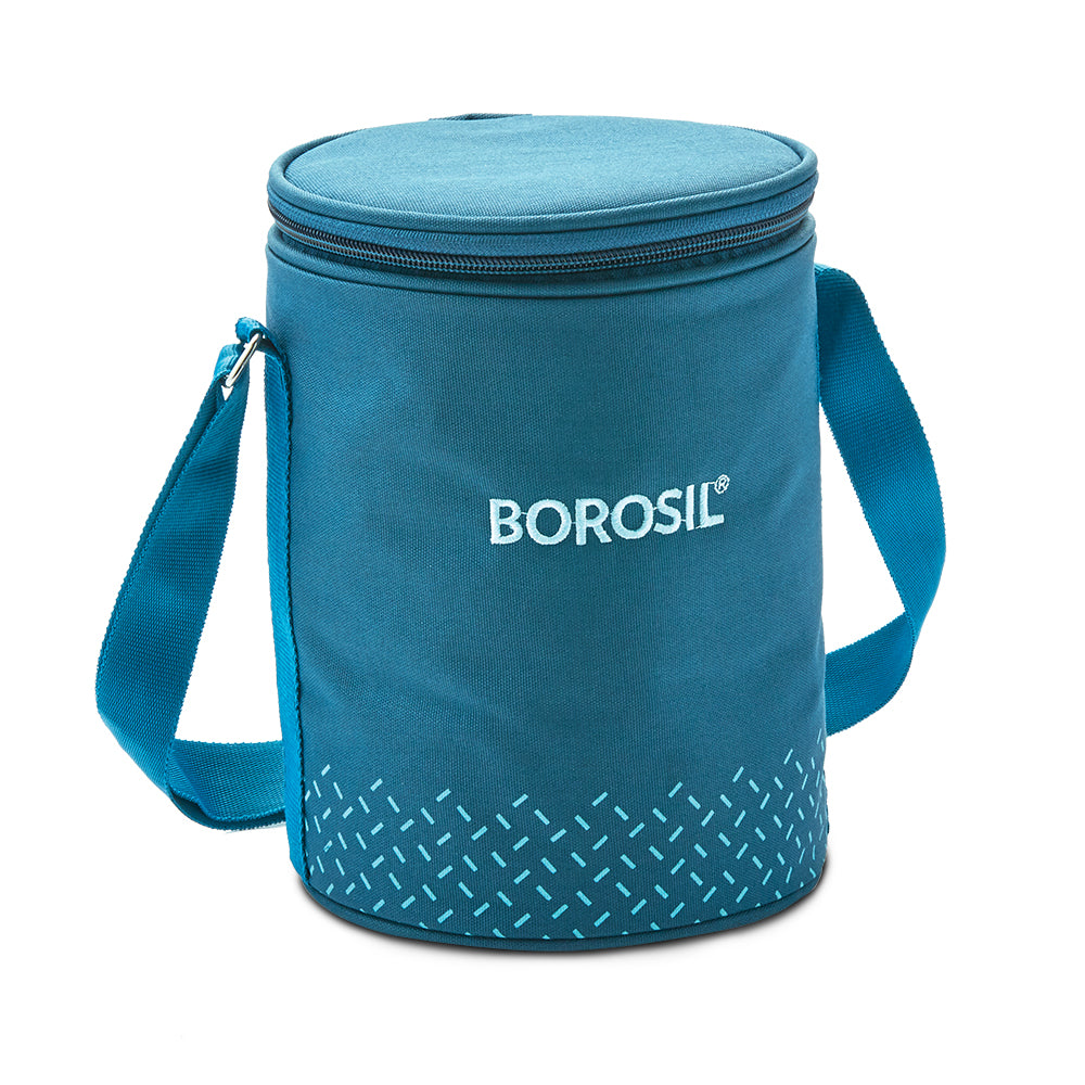 My Borosil Glass Lunchboxes 400 ml x 3 Teal Glass Lunchbox, Round x 3