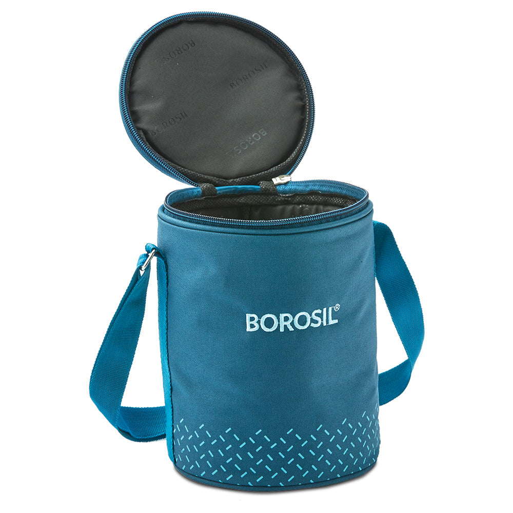 My Borosil Glass Lunchboxes 400 ml x 3 Teal Glass Lunchbox, Round x 3