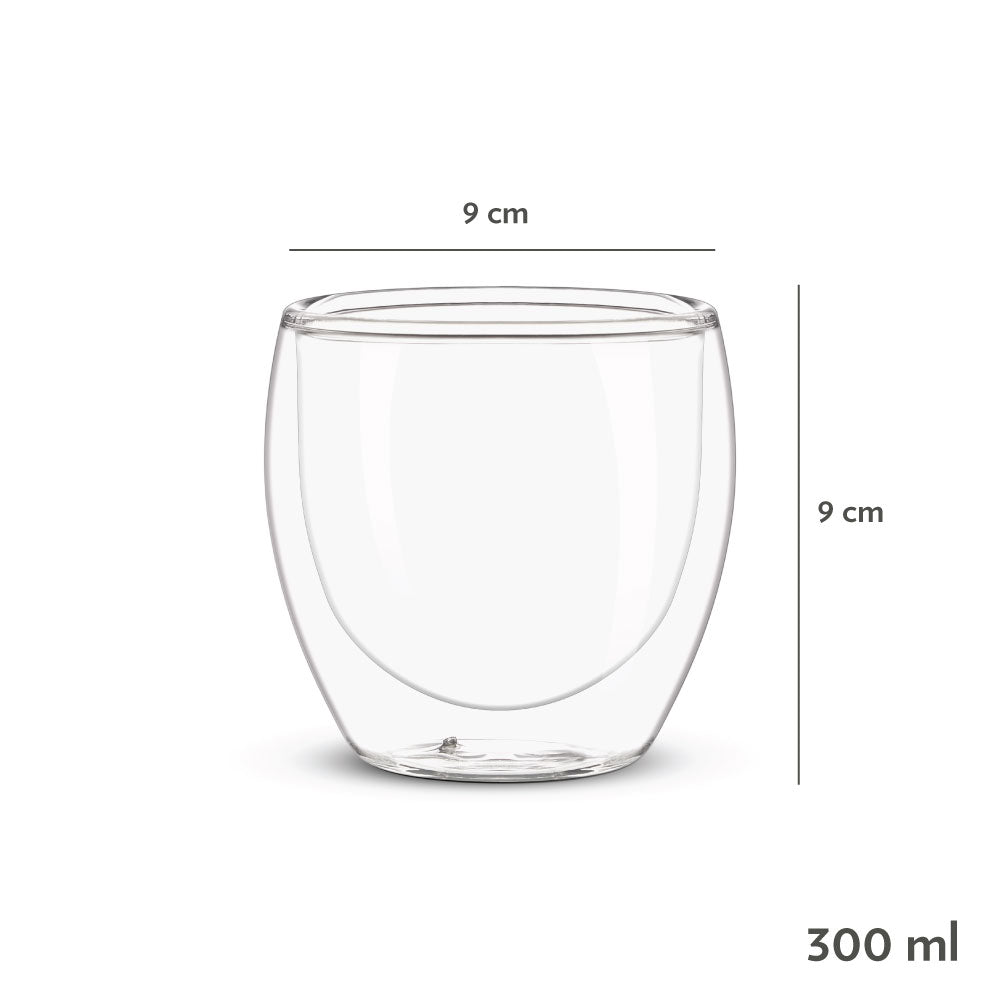 My Borosil Glass Tumblers 300 ml x 2 Bella Double Wall Glass Tumbler, Set of 2