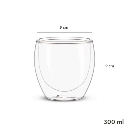 My Borosil Glass Tumblers 300 ml x 2 Bella Double Wall Glass Tumbler, Set of 2