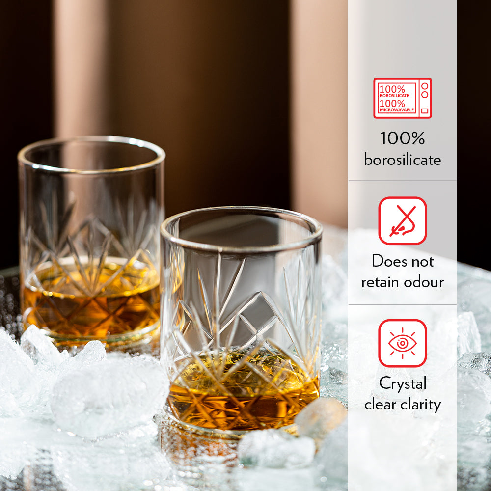 My Borosil Glass Tumblers 350 ml x 6 Krystalia Glass, Set of 6