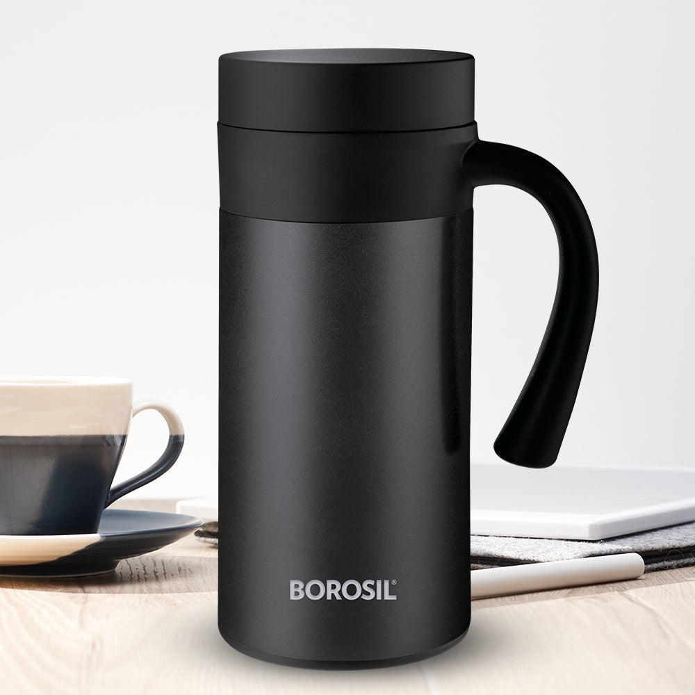 Borosil CafeTime Insulated Mug, Black, 400ml