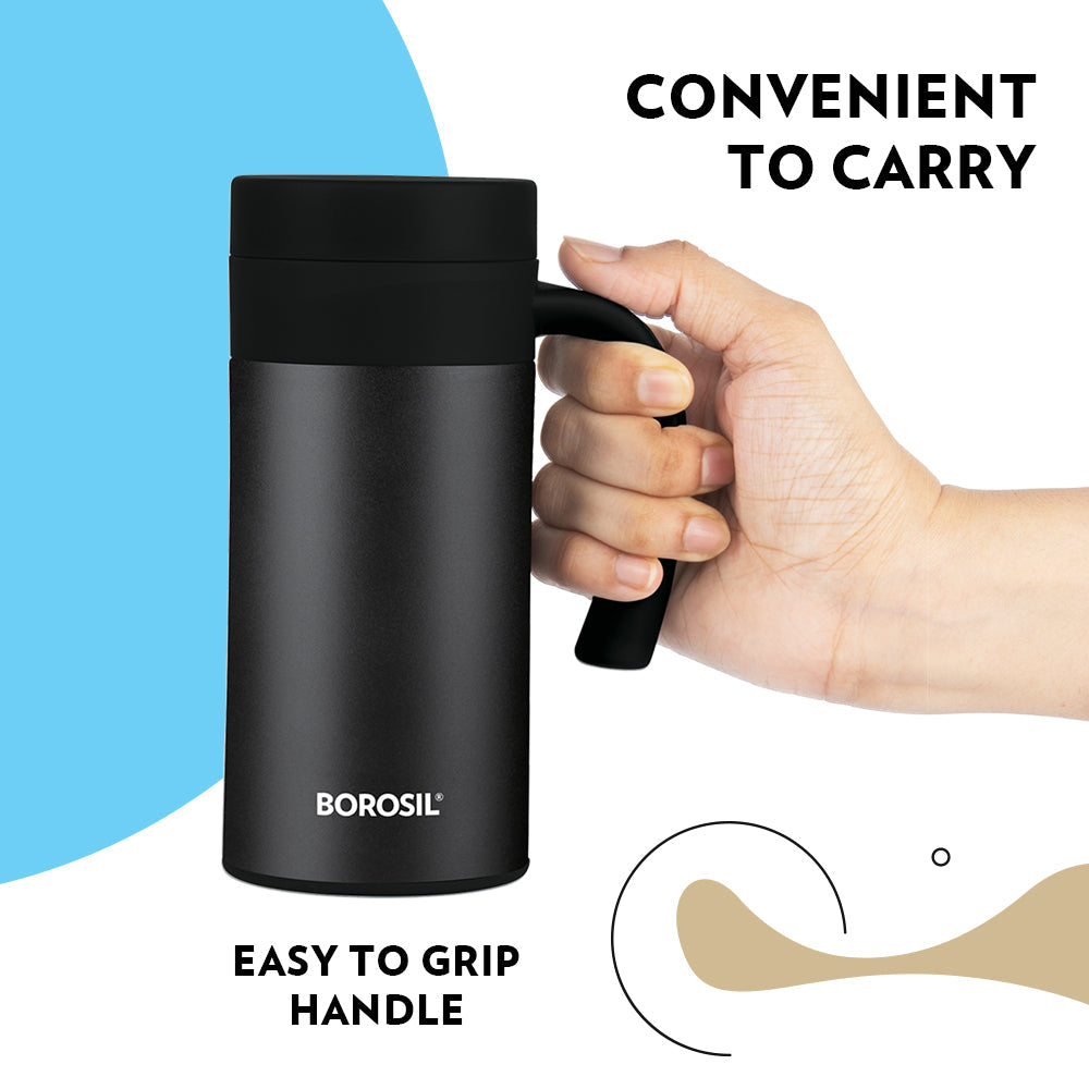 My Borosil Insulated Mug 400 ml CafeTime Insulated Mug, Black