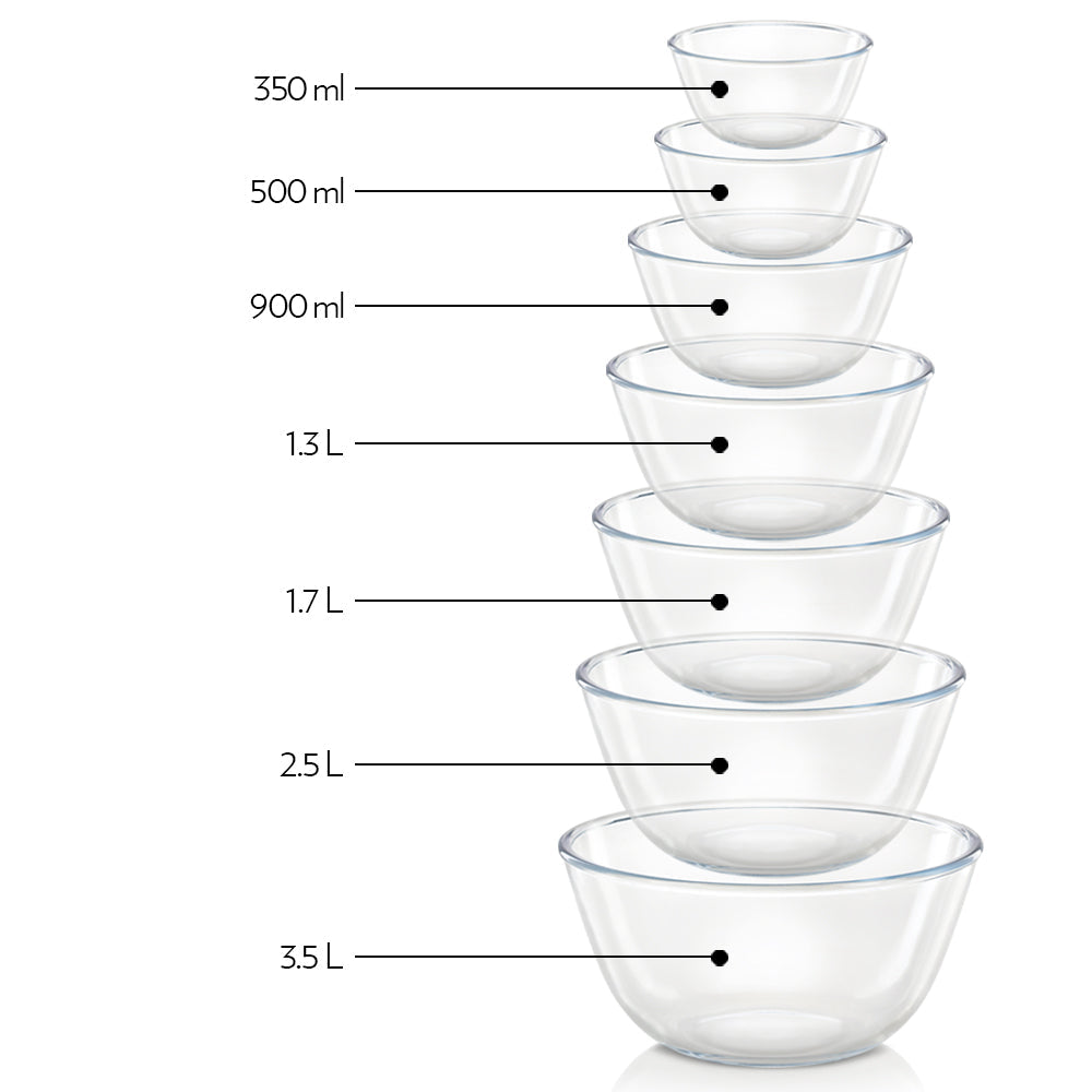 My Borosil Glass Mixing & Serving Bowls 500 ml + 1.3 L + 2.5 L 2 Bowls w Blue Lid + 1 Bowl w/o Lid