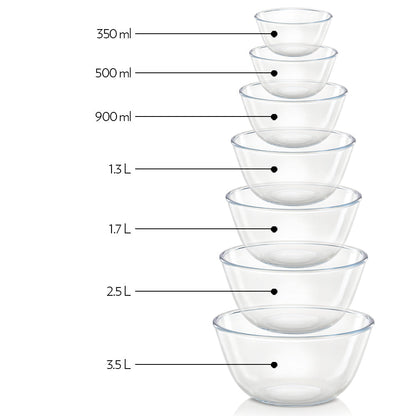 My Borosil Glass Mixing & Serving Bowls 500 ml + 900 ml + 1.3 L Mixing Bowl w Blue Lid Set of 3