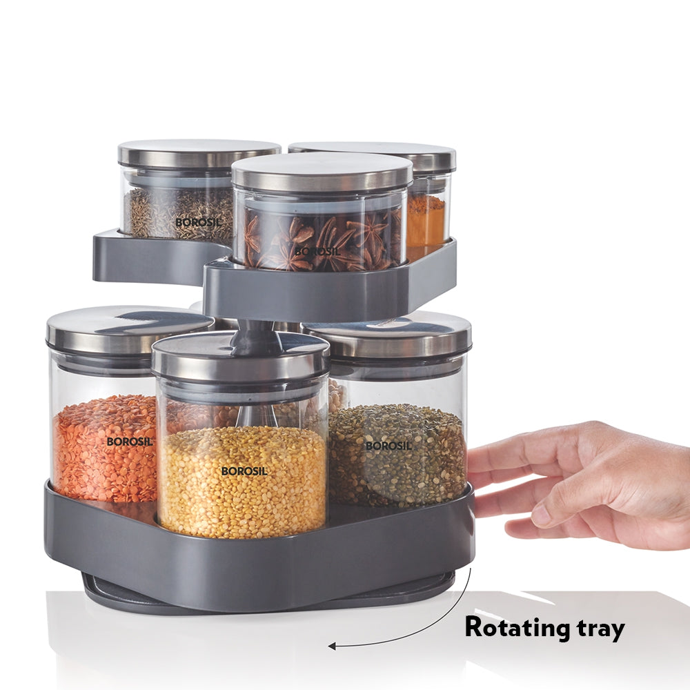 My Borosil Mothers Day Combo Spin & Store, Set of 7 Jars w/ 2 Klip-N-Store Glass Storage Containers