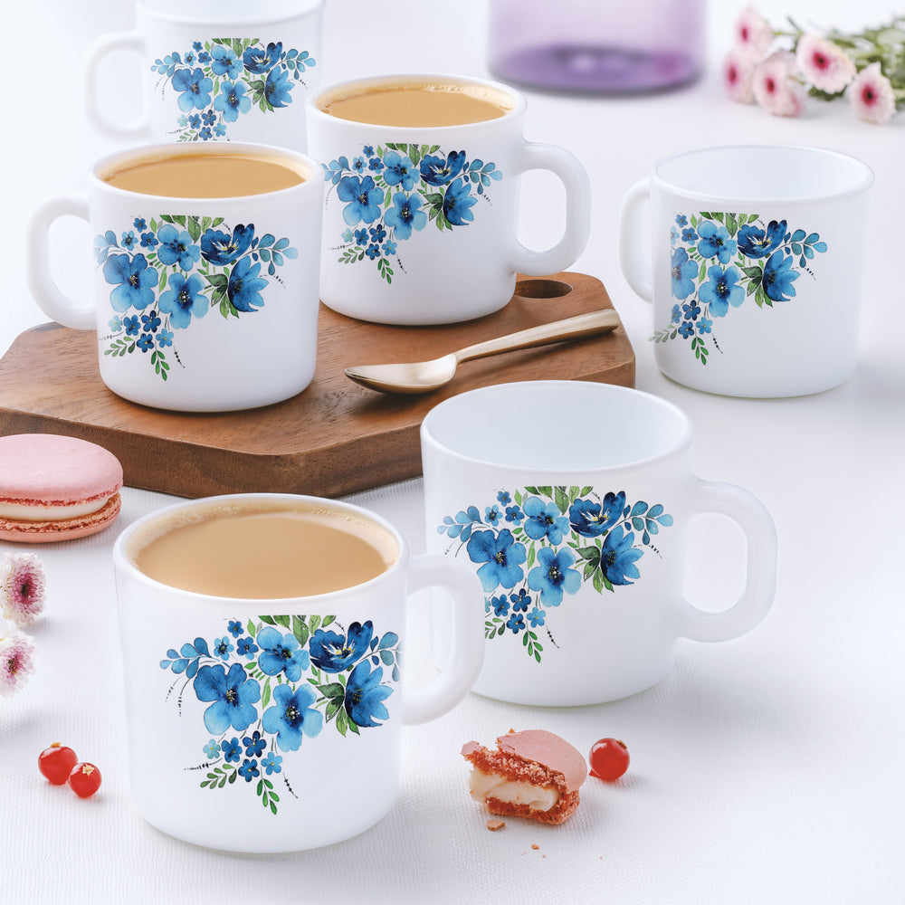 My Borosil Opalware Coffee Mugs & Travel Mugs 100 ml x 6 Pansy Mug Set