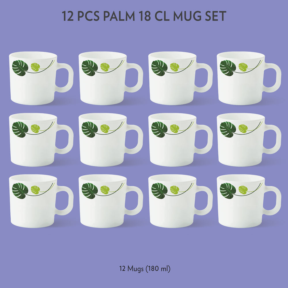 My Borosil Opalware Coffee Mugs & Travel Mugs 12 x 180 ml Palm Mug Set