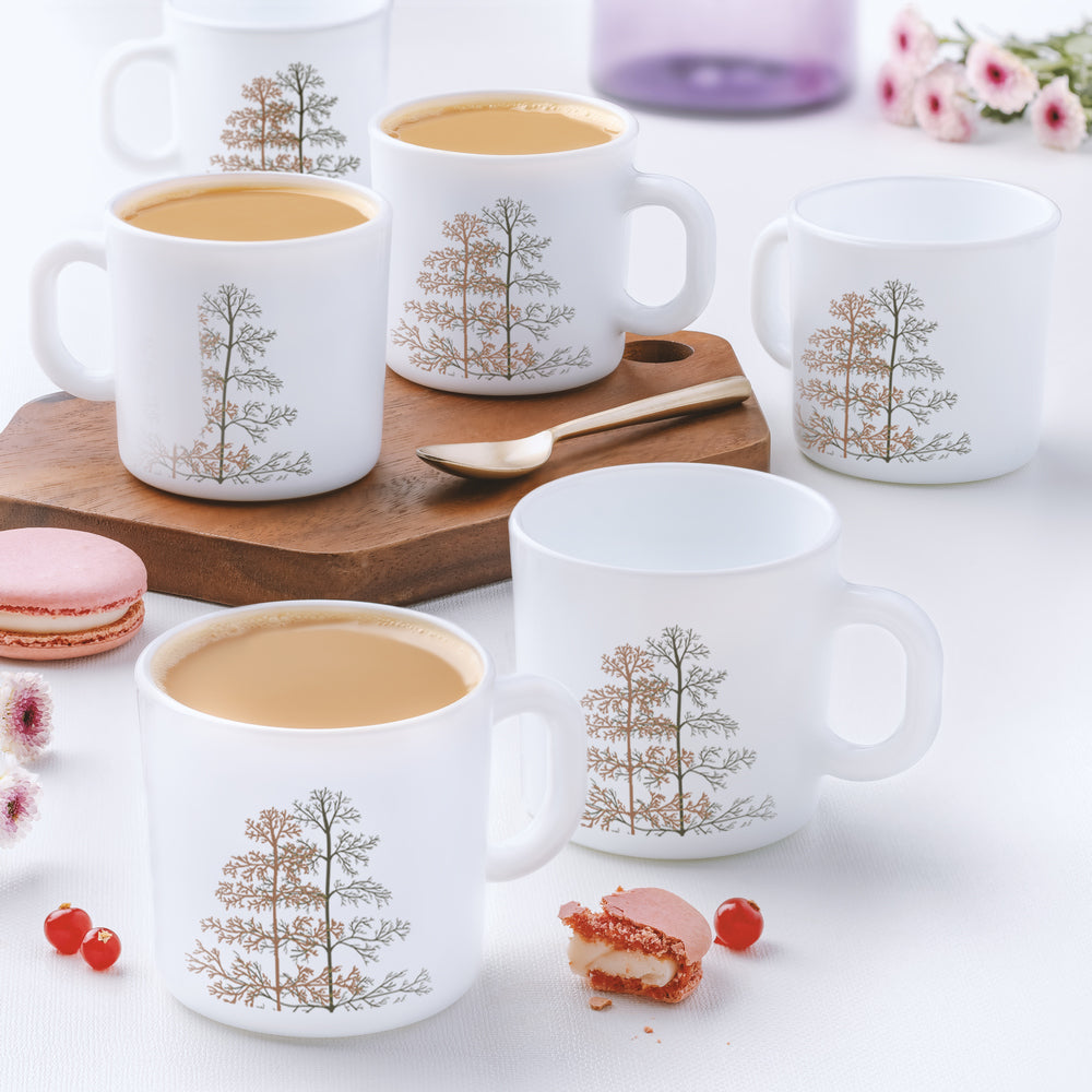 My Borosil Opalware Coffee Mugs & Travel Mugs 180 ml x 6 Pine Mug Set