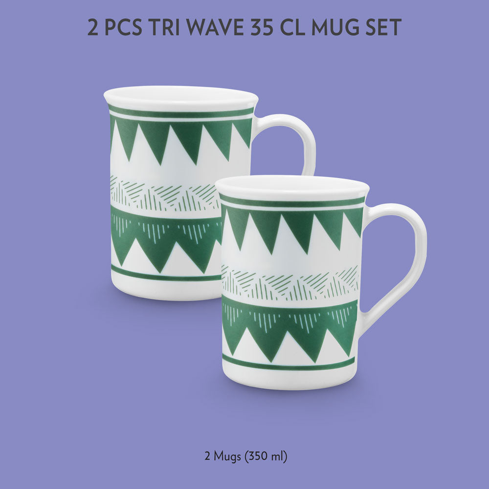 My Borosil Opalware Coffee Mugs & Travel Mugs 2 x 350 ml Tri Wave Mug Set