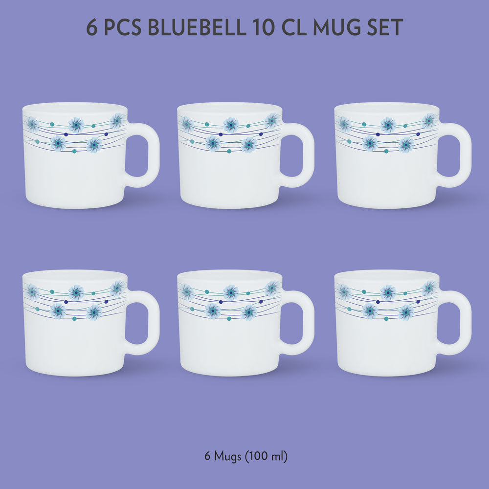 My Borosil Opalware Coffee Mugs & Travel Mugs 6 x 100 ml Bluebell Mug Set