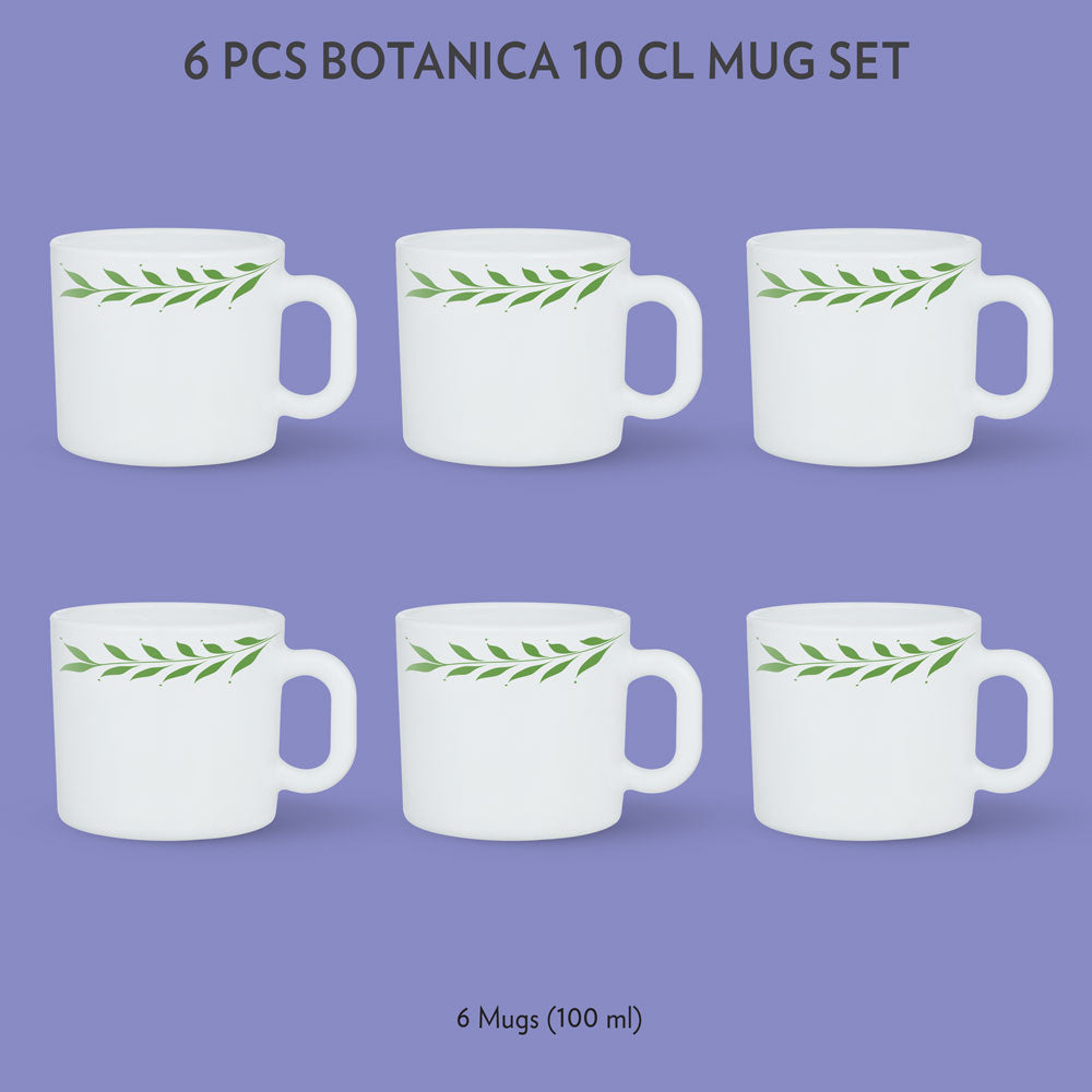 My Borosil Opalware Coffee Mugs & Travel Mugs 6 x 100 ml Botanica Mug Set