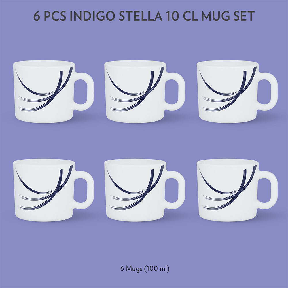 My Borosil Opalware Coffee Mugs & Travel Mugs 6 x 100 ml Indigo Stella Mug Set