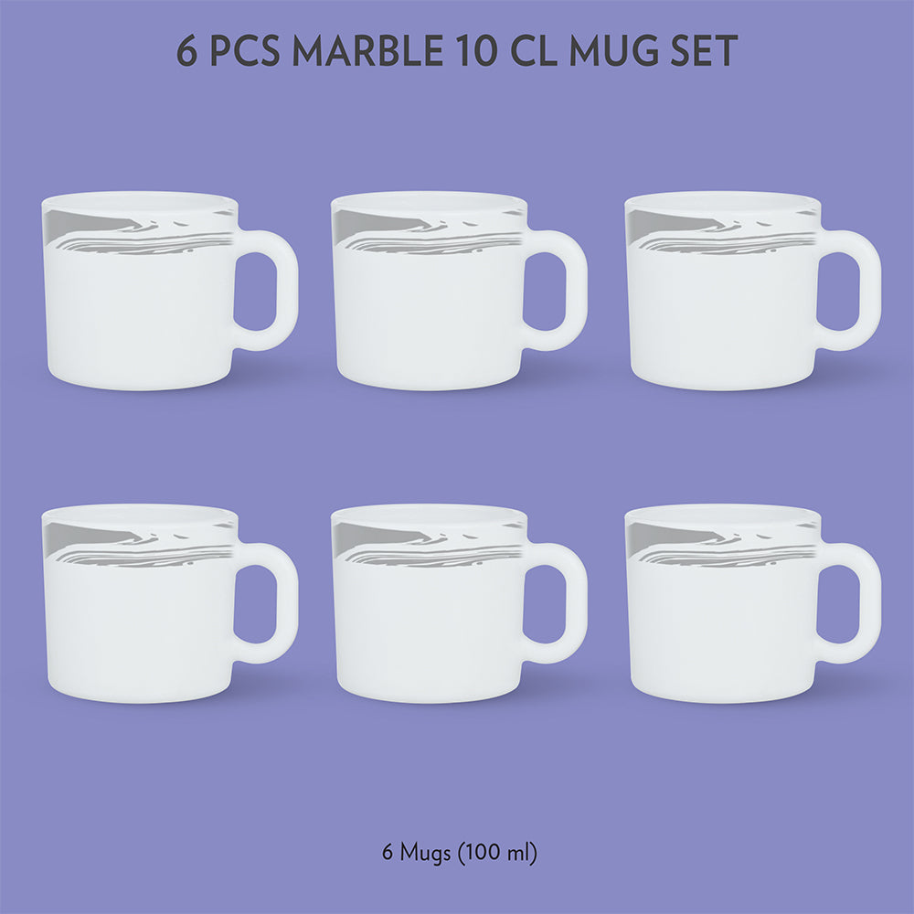 My Borosil Opalware Coffee Mugs & Travel Mugs 6 x 100 ml Marble Mug Set