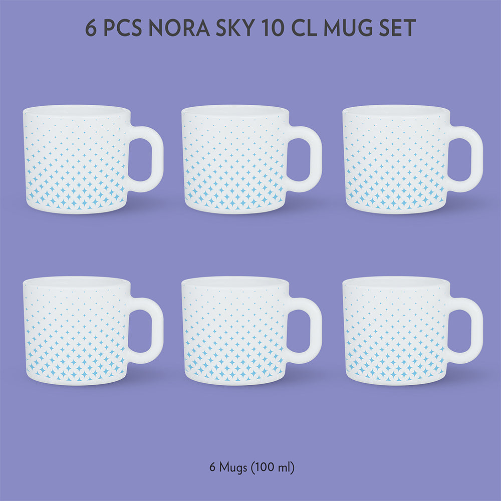 My Borosil Opalware Coffee Mugs & Travel Mugs 6 x 100 ml Nora Sky Mug Set