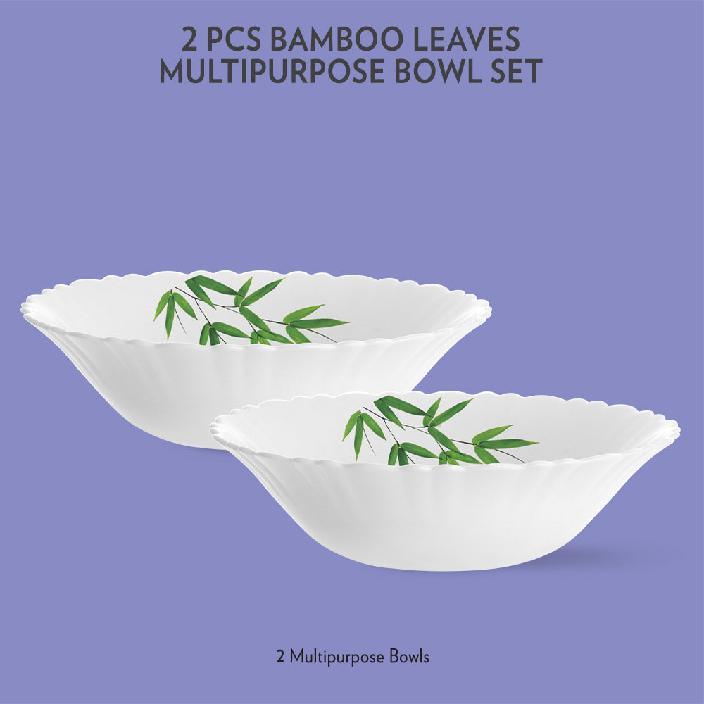 My Borosil Opalware Mixing & Serving Bowls 2 pc Set Bamboo Leaves Multipurpose Bowl