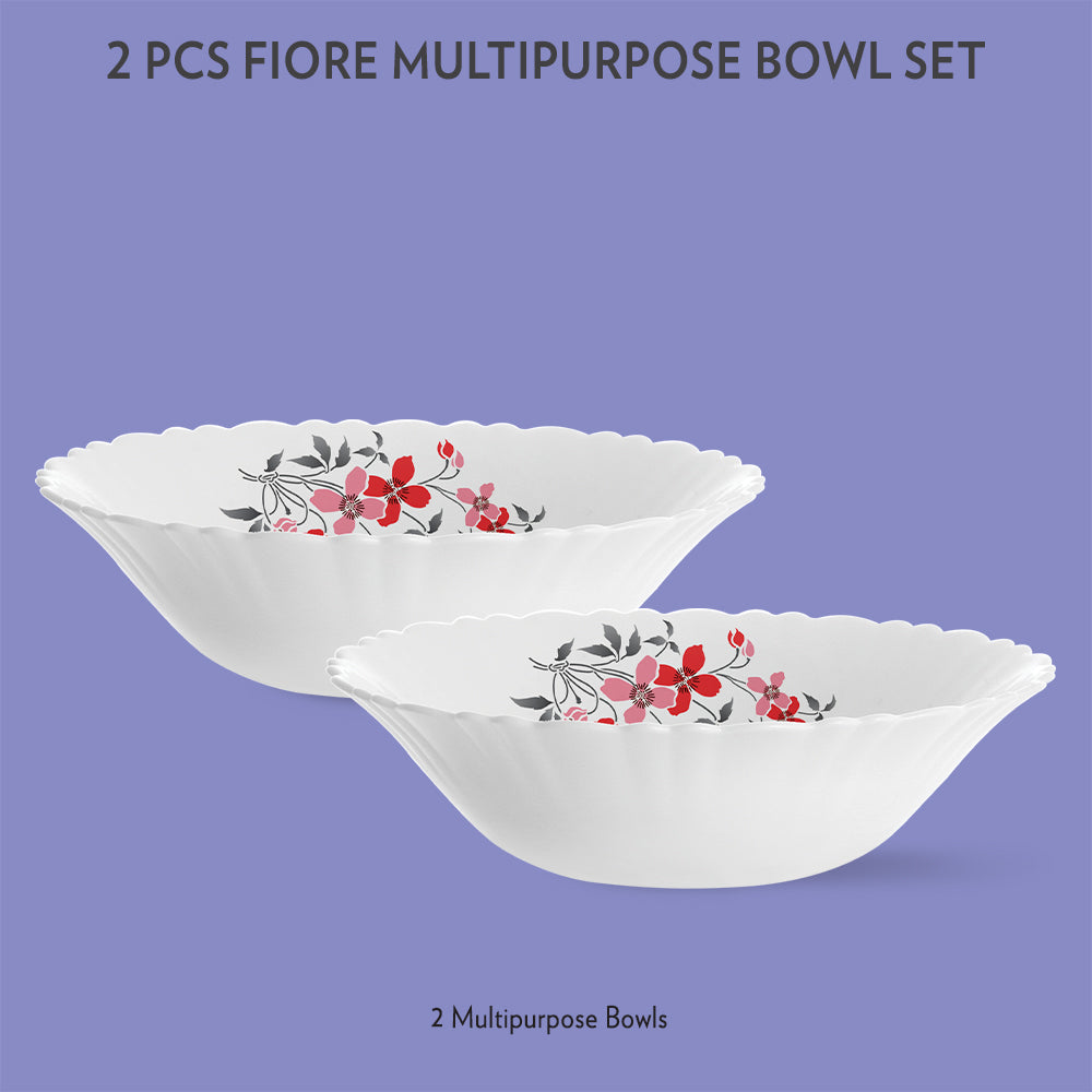 My Borosil Opalware Mixing & Serving Bowls 2 pc Set Fiore Multipurpose Bowl