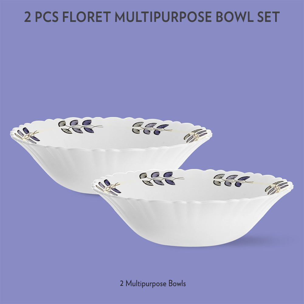 My Borosil Opalware Mixing & Serving Bowls 2 pc Set Floret Multipurpose Bowl