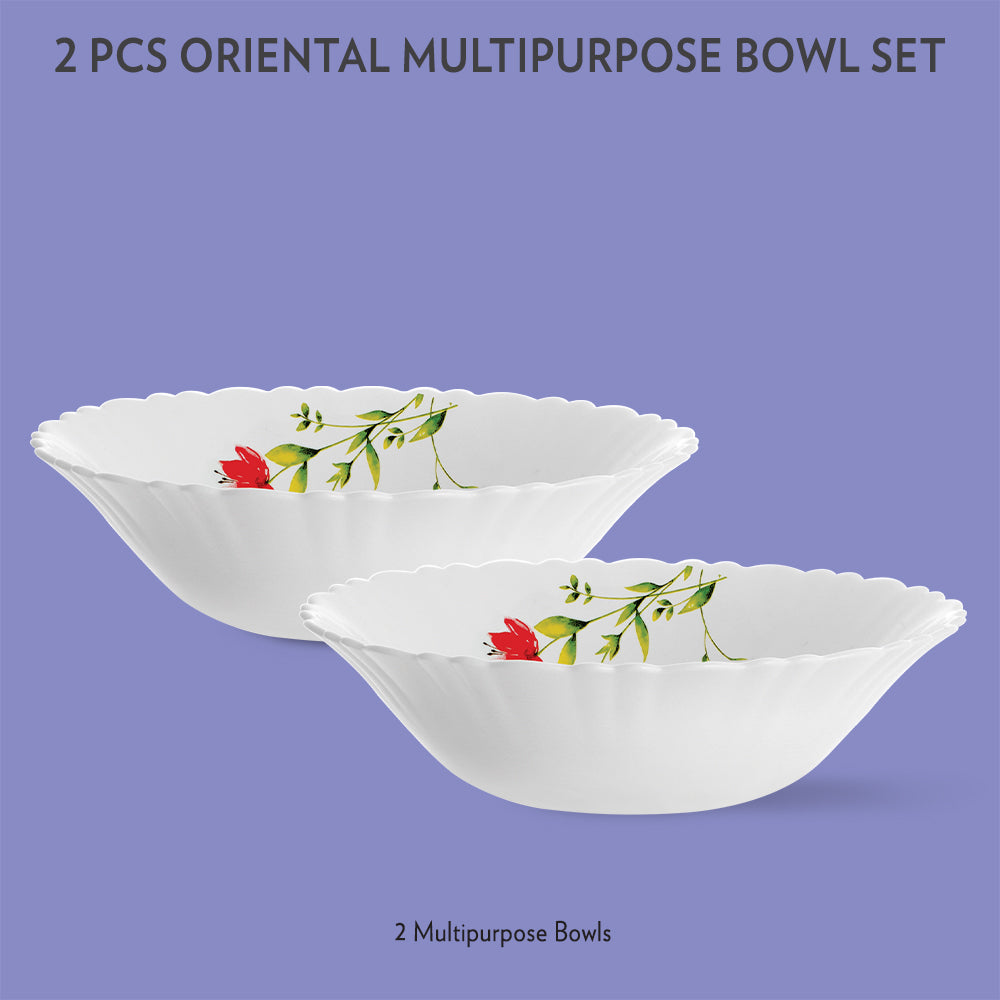 My Borosil Opalware Mixing & Serving Bowls 2 pc Set Oriental Multipurpose Bowl