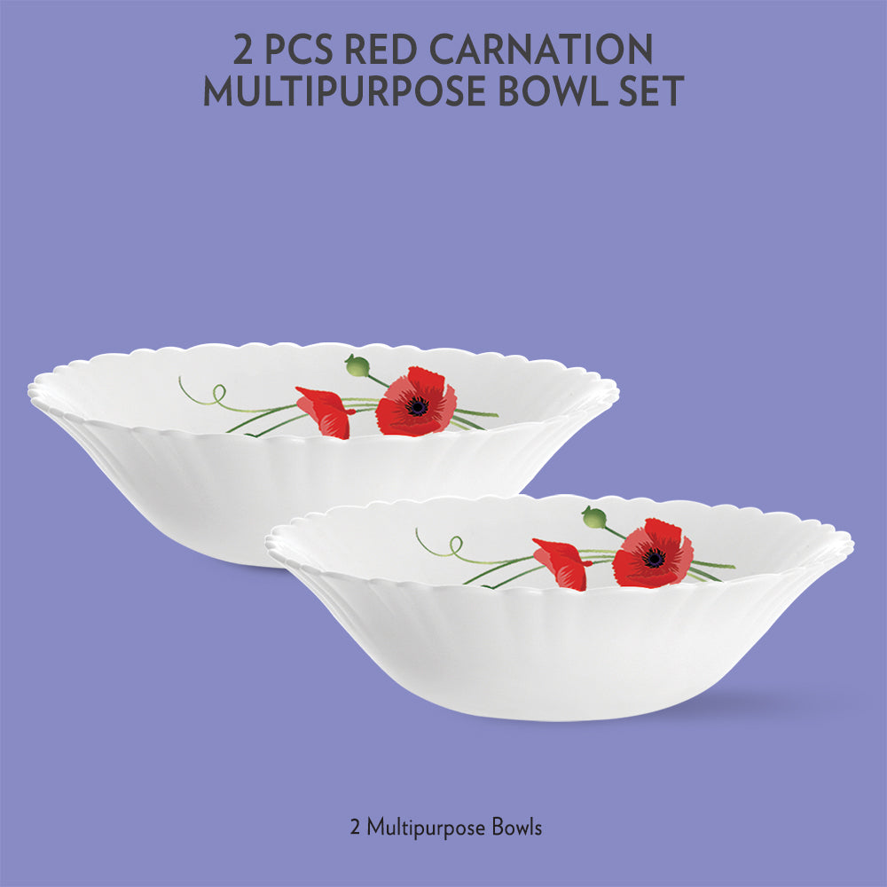 My Borosil Opalware Mixing & Serving Bowls 2 pc Set Red Carnation Multipurpose Bowl