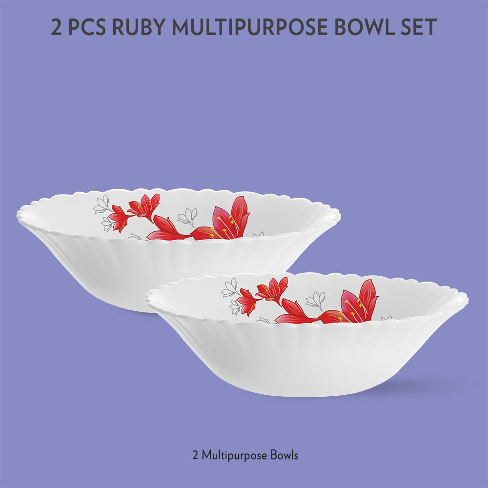 My Borosil Opalware Mixing & Serving Bowls 2 pc Set Ruby Multipurpose Bowl