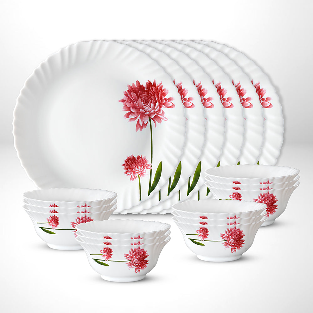 My Borosil Opalware Plate Sets 6 Plates + 12 Bowls Belle Thali Set