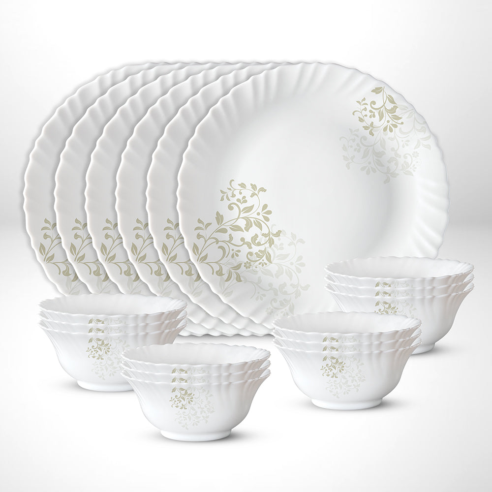 My Borosil Opalware Plate Sets 6 Plates + 12 Bowls Ingot Thali Set