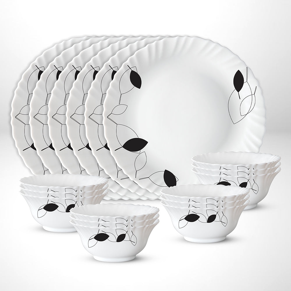 My Borosil Opalware Plate Sets 6 Plates + 12 Bowls Shadow Thali Set