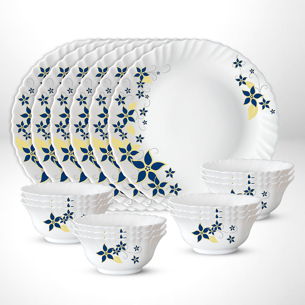 My Borosil Opalware Plate Sets 6 Plates + 12 Bowls Viva Thali Set