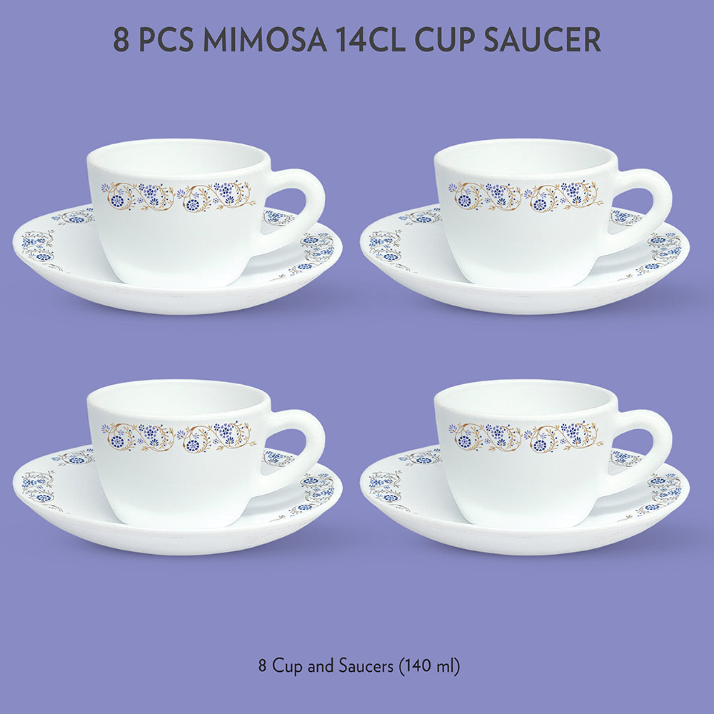 My Borosil Opalware Tea Cups & Tea Sets 140 ml x 4 Mist Cup & Saucer Set