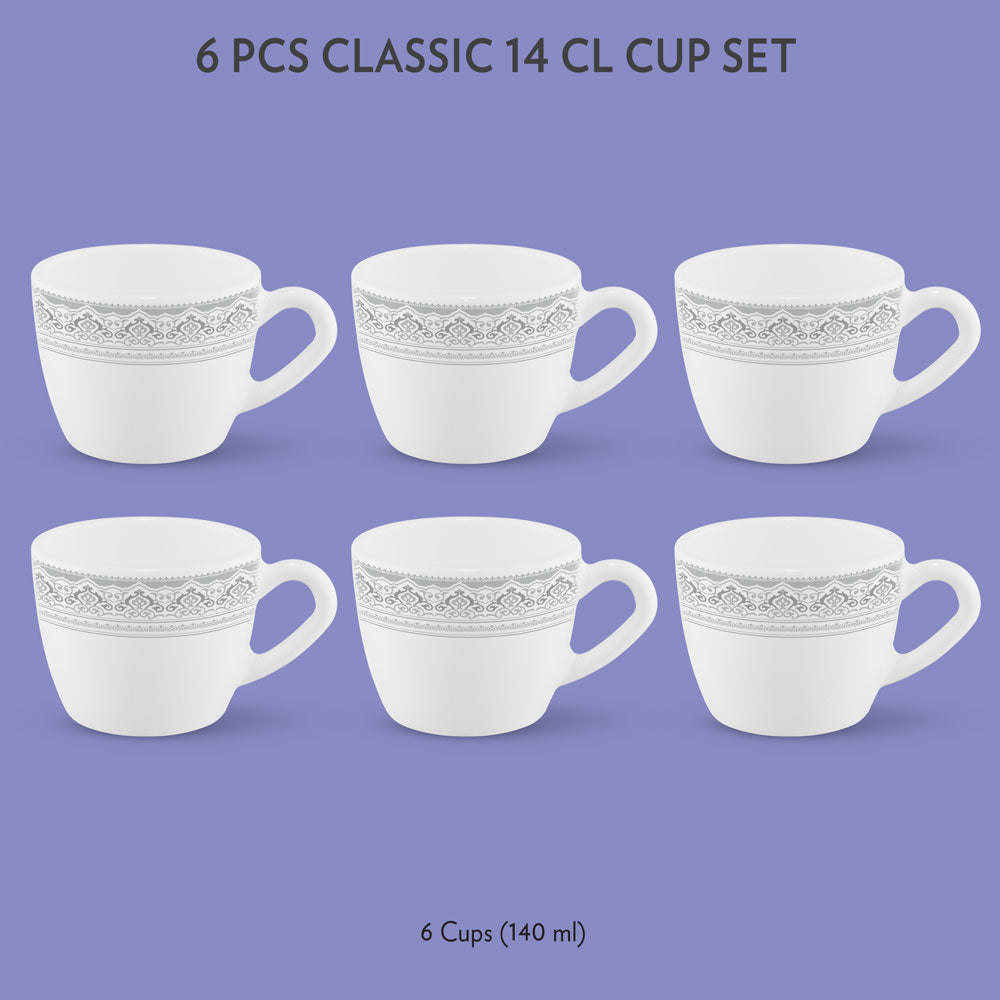 My Borosil Opalware Tea Cups & Tea Sets 140 ml x 6 Classic Cup Set