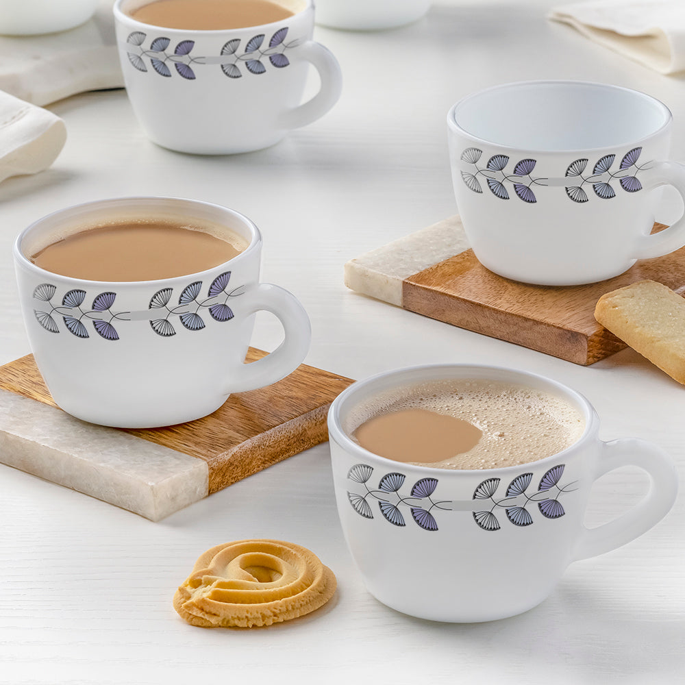 Larah by Borosil Floret Cup Set, 140ml x 6