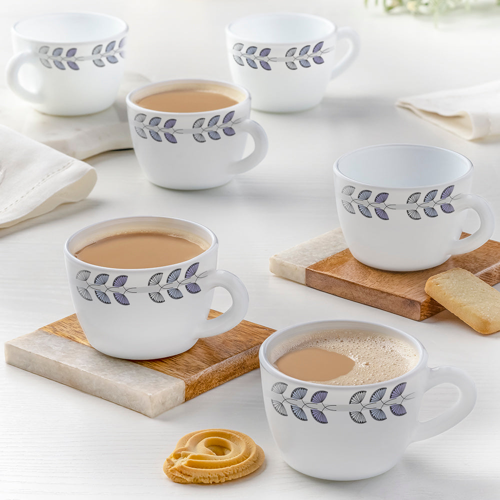 My Borosil Opalware Tea Cups & Tea Sets 140 ml x 6 Floret Cup Set