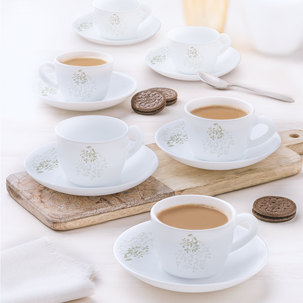 My Borosil Opalware Tea Cups & Tea Sets 140 ml x 6 Ingot Cup n Saucers Set