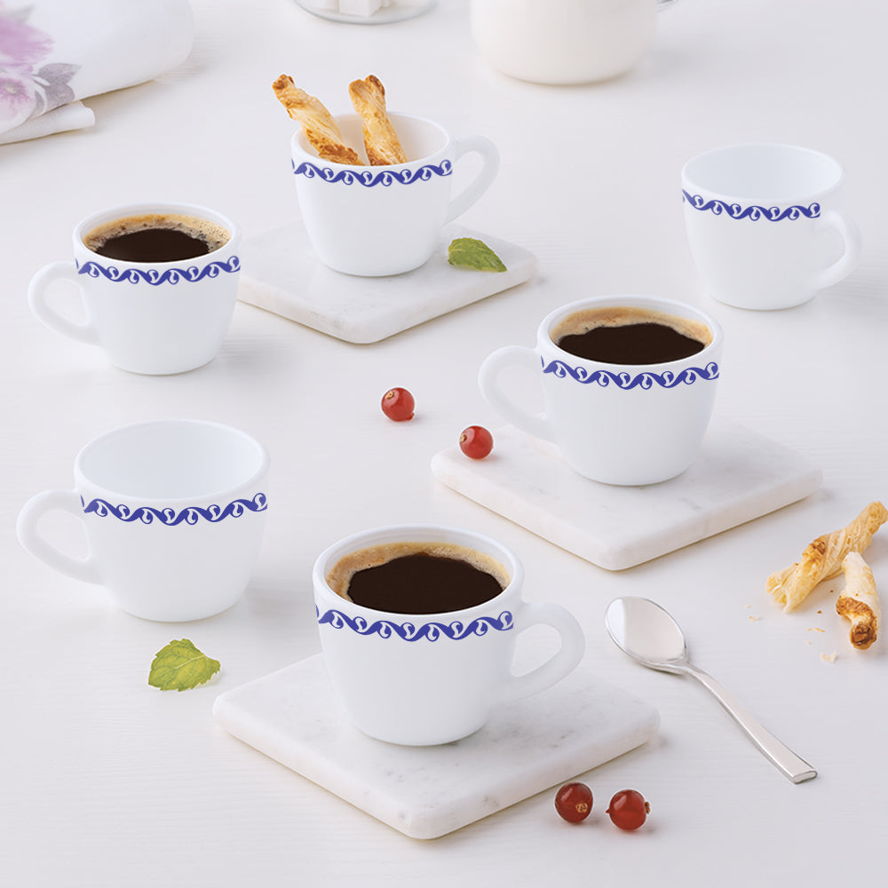 My Borosil Opalware Tea Cups & Tea Sets 140 ml x 6 Jazzblue Cup Set