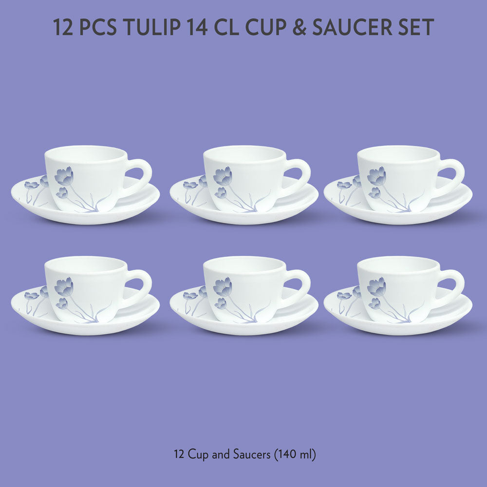 My Borosil Opalware Tea Cups & Tea Sets 140 ml x 6 Tulip Cup & Saucer Set