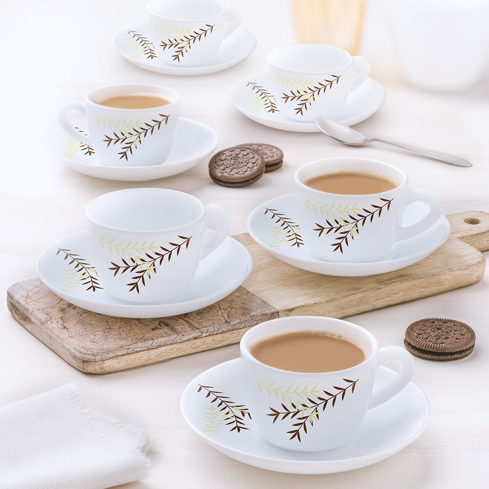 My Borosil Opalware Tea Cups & Tea Sets 220 ml x 6 Oak Cup n Saucers Set