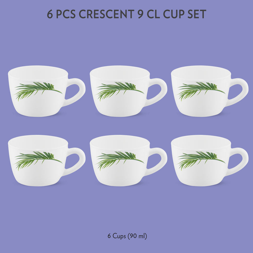 My Borosil Opalware Tea Cups & Tea Sets 90 ml x 6 Crescent Cup Set