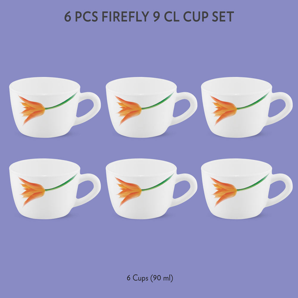 My Borosil Opalware Tea Cups & Tea Sets 90 ml x 6 Firefly Cup Set